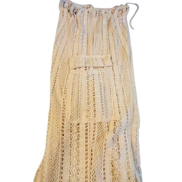 Wild Fable Womens Crochet Knit Beige Wide Leg Pants M Two Side Cargo Pockets - Picture 10 of 10